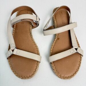 Madewell The Hallie Espadrille Sandal in Leather Pale Oyster Cream Womens 7